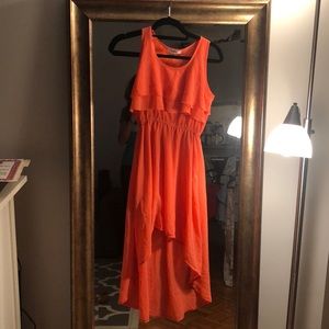 Orange high-low dress